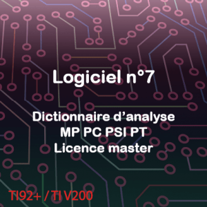 Logiciel n°7 Dictionnaire d'Analyse  MP PC PSI PT Licence Master sur TI92+, TIV200 520Koctets